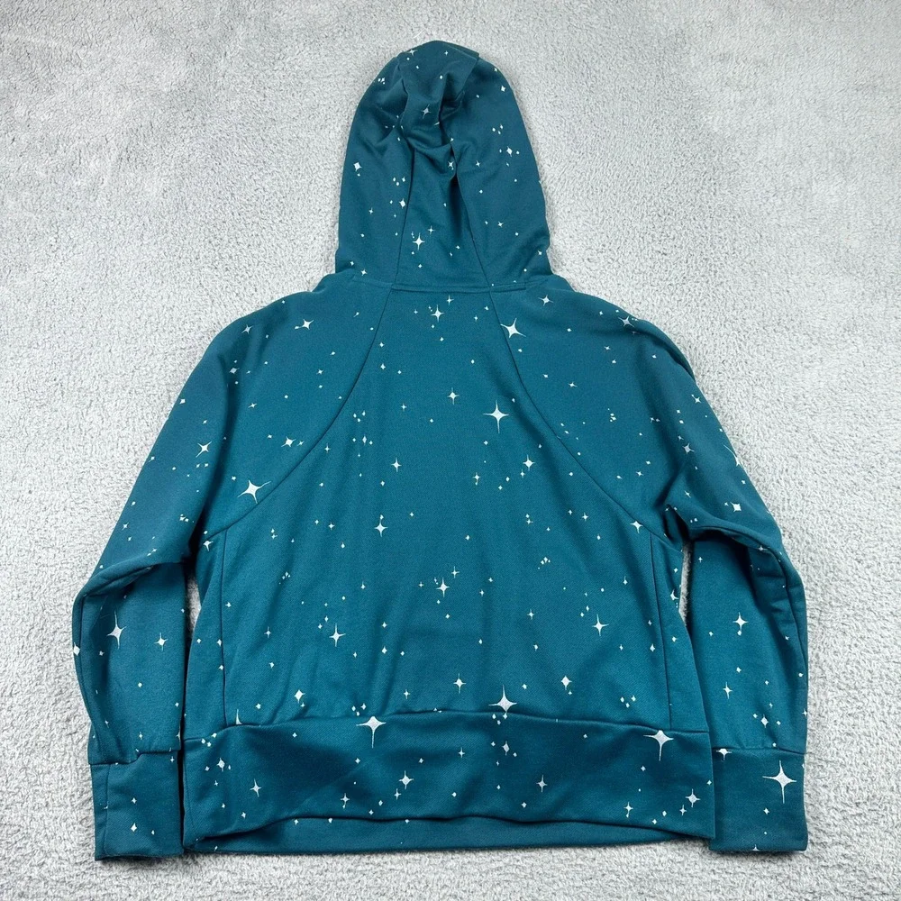 Nike Dri-Fit‎ Get Fit Star Print Hoodie Womens Medium Teal Sweatshirt CJ0008-347